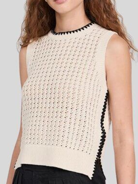 VARLEY Delaney Open-knit Cotton Vest Size M